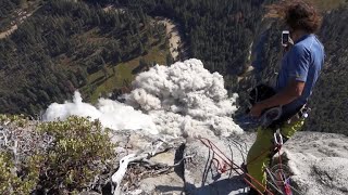 Veteran climber captures terrifying video of rock slides in Yosemite National Park [upl. by Fin]