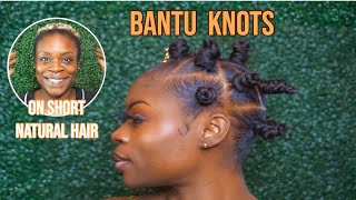 HOW TO BANTU KNOT ON very SHORT NATURAL HAIR [upl. by Teak]