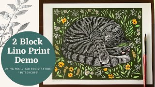 Multiblock Lino Printing with a Pop of Color Hack [upl. by Aieken848]