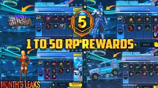 MONTH 5 ROYAL PASS  1 TO 50 RP  M5 ROYAL PASS LEAKS M5 ROYAL PASS REWARDS PUBG MOBILE M5 LEAKS [upl. by Annitsirhc602]