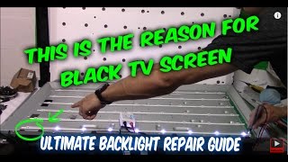 How to fix LED LCD TV black screen no backlight TV disassemble testing LEDs ordering part repair [upl. by Annaicul]