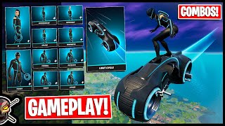 TRON Skins in FORTNITE LIGHT CYCLE Glider  Gameplay and Combos [upl. by Aihsemek]