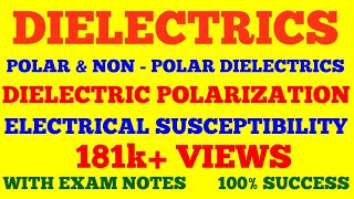 DIELECTRICS  NON POLAR amp POLAR DIELECTRICS  DIELECTRIC POLARIZATION  SUSCEPTIBILITY  WITH NOTES [upl. by Leribag153]