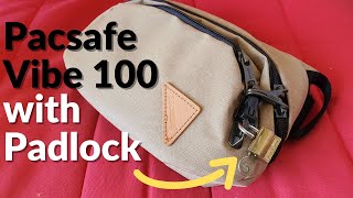 Pacsafe Vibe 100 antitheft Hip Pack Coyote Colour  zipper locking system demonstration [upl. by Anett]