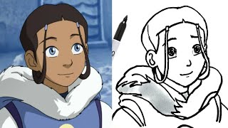 How To Draw KATARA Easy  Avatar The Last Air Bender [upl. by Tteirrah403]