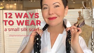 12 Ways to Wear A Small Silk Square Scarf [upl. by Nussbaum459]