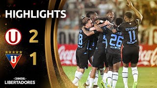 UNIVERSITARIO vs LDU  HIGHLIGHTS  CONMEBOL LIBERTADORES 2024 [upl. by Azalea438]