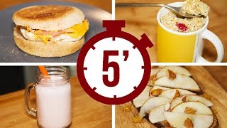 PETIT‑DÉJEUNER  4 RECETTES À FAIRE EN 5 MINUTES [upl. by Alrahs370]