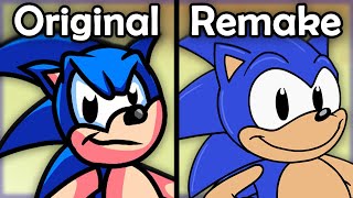 SONIC SEZ Original VS Redone  FNF Mods [upl. by Cnahc]