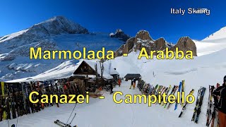 Italy Skiing Marmolada Arabba Canazei Campitello [upl. by Wattenberg774]