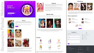 Responsive Beauty parlour Website using HtmlCss and Bootstrap   Complete website [upl. by Oek626]