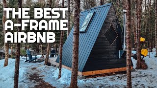 Incredible AFrame Cabin in the Forest  Tiny Cabin Getaway Airbnb Review  Ontario Cabin Getaways [upl. by Yelhak38]