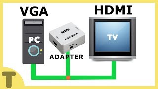 HOW TO CONNECT PC TO TV USING VGA TO HDMI ADAPTER [upl. by Ehav90]