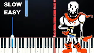 Undertale  Papyrus Theme Song  Bonetrousle SLOW EASY PIANO TUTORIAL [upl. by Nnylodnewg]