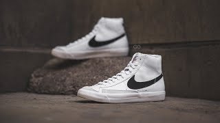 Nike Blazer Mid 77 Vintage quotWhite  Blackquot Review amp OnFeet [upl. by Ehttam694]