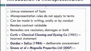 Misrepresentation Lecture 1 of 4 [upl. by Ulrich871]