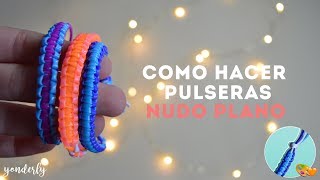 ❤️ Hacer pulseras de NUDO PLANO O COBRA con hilos de plástico tutorial diy fácil [upl. by Chil66]