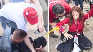 Masked Jerks Attack Female Trump Supporter Then Instantly Regret It [upl. by Rexana]