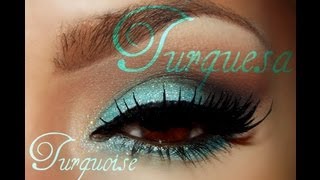 auroramakeup Turquesa Maquillaje Economico  Turquoise Eye makeup tutorial [upl. by Ariane]