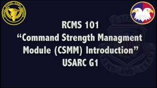 RCSM 101 quotIntroduction to CSMMquot [upl. by Freemon]