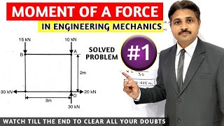 MOMENT OF A FORCE ABOUT A POINT IN ENGINEERING MECHANICS SOLVED PROBLEM 1 [upl. by Anuahsat]