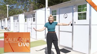 LAs First Tiny Home Village to House Homeless  California Live  NBCLA [upl. by Bishop]