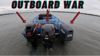 Outboard Battle Mercury Vs Evinrude Vs Yamaha [upl. by Aneekat431]