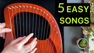 5 EASY LYRE Songs in 5 Minutes  BEGINNER Lyre Harp Tutorial [upl. by Nodab]