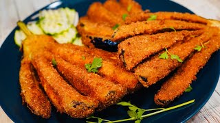 CRISPIEST Fried Eggplant VEGAN  TASTIEST Fried Baingan With A Twist [upl. by Eustis]