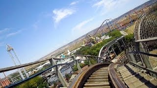 Coaster Express front seat onride HD POV Parque Warner Madrid [upl. by Reffineg]