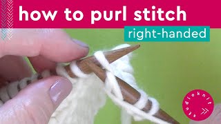 HOW TO PURL STITCH Step by Step Slowly with Studio Knit [upl. by Ahsitul]