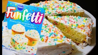 How to Make Funfetti Cake With Frosting  Confetti Cake [upl. by Slavin]