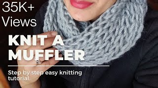 Easy amp beautiful 🧣MufflerScarf knitting 🧶tutorial for winter 😍Muffler design  Simply Deepika [upl. by Yirinec]