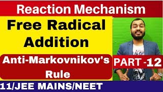 Reaction Mechanism 12  Free Radical Addition  Anti Markovnikovs Rule  JEE MAINSNEET [upl. by Velvet812]