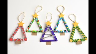 Popsicle Stick Christmas Tree Ornaments [upl. by Dasteel]