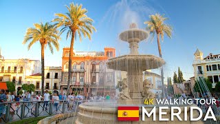 Mérida walking tour in 4K with animated map Spain [upl. by Orthman229]