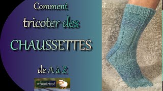 TRICOT Comment tricoter des CHAUSSETTES modèle complet 🐑 [upl. by Idnaj]