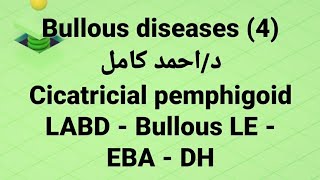 Dr Ahmed kamel 🔹 Bullous Diseases 4 👉 Cicatricial pemphigoidLABD  Bullous LE  EBA  DH [upl. by Redle]