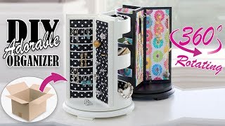 DIY ROTATING JEWELLERY ORGANIZER ADORABLE IDEA  Cute Organizer Tutorial [upl. by Yot845]