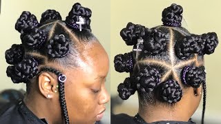 Jumbo Triangle Part Bantu Knots STEP BY STEPHOW TO BEGINNER FRIENDLY [upl. by Esilana593]