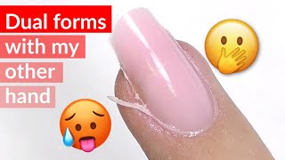 How to do Polygel Nails with DUAL FORMS and Non  Dominant Hand [upl. by Juxon]