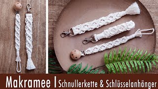 Makramee DIY  Rautenmuster  Anleitung für Schnullerkette und Schlüsselanhänger [upl. by Elinor413]