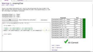 Codingbat  missingChar Java [upl. by Farah]