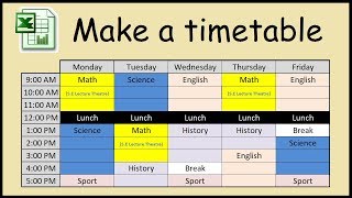 How to make a timetable in Excel [upl. by Bozuwa]